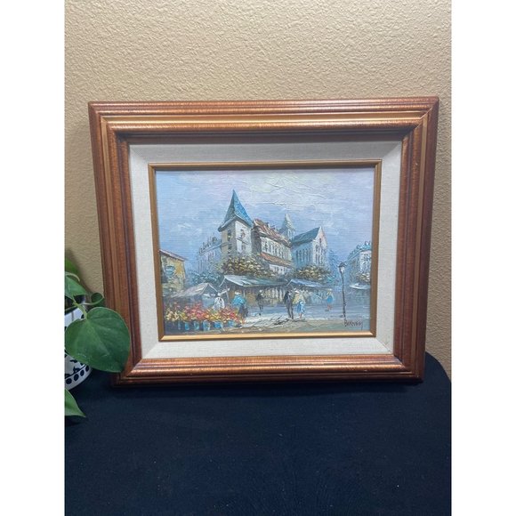 Vintage Burnett Oil Painting Paris Street Scene City Scene - Picture 1 of 8